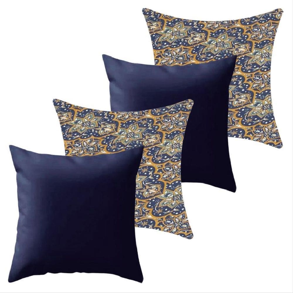 Kit 4 Capa De Almofada 40X40 Malha Com Zíper Lisa Estampada