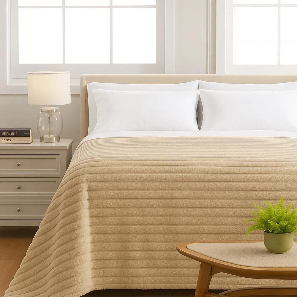 Cobertor / Manta Solteiro Quebec - Andreza Bege