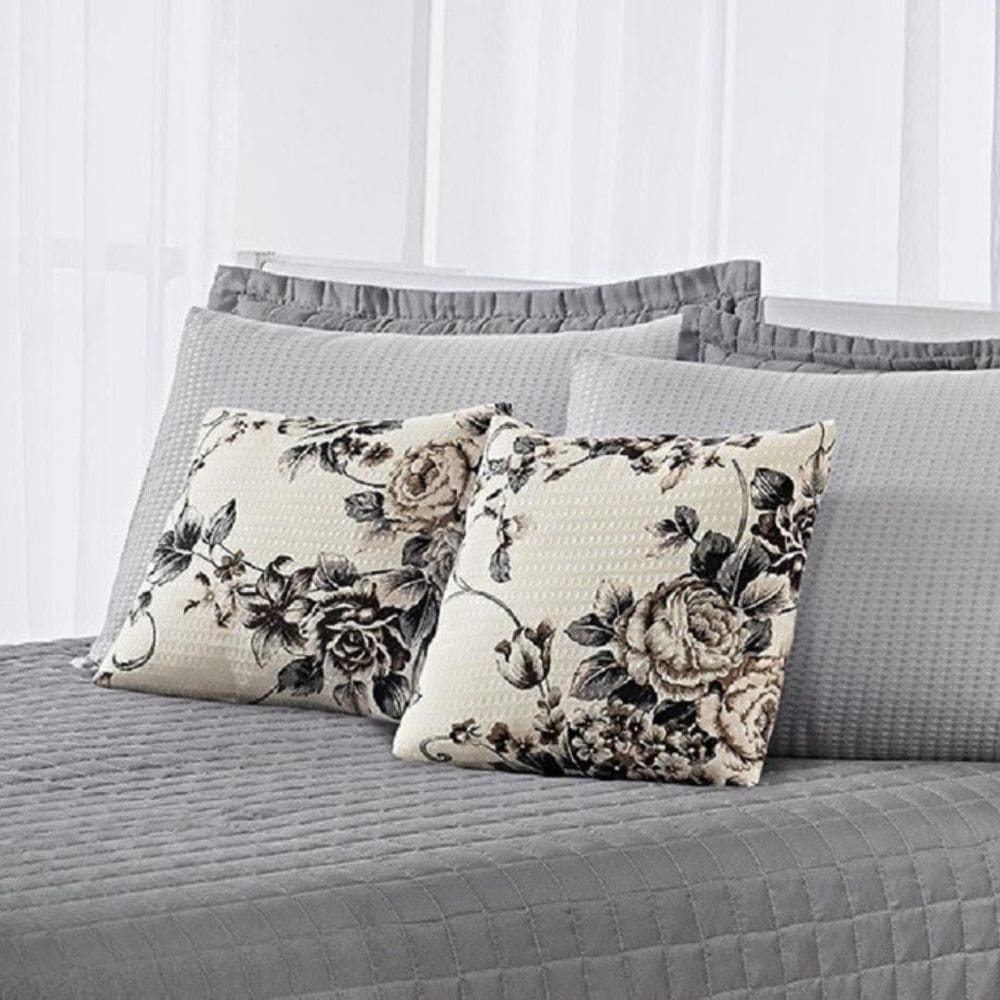 Kit 8 Capa Almofada Decorativa Piquet Floral 45X45 Zíper