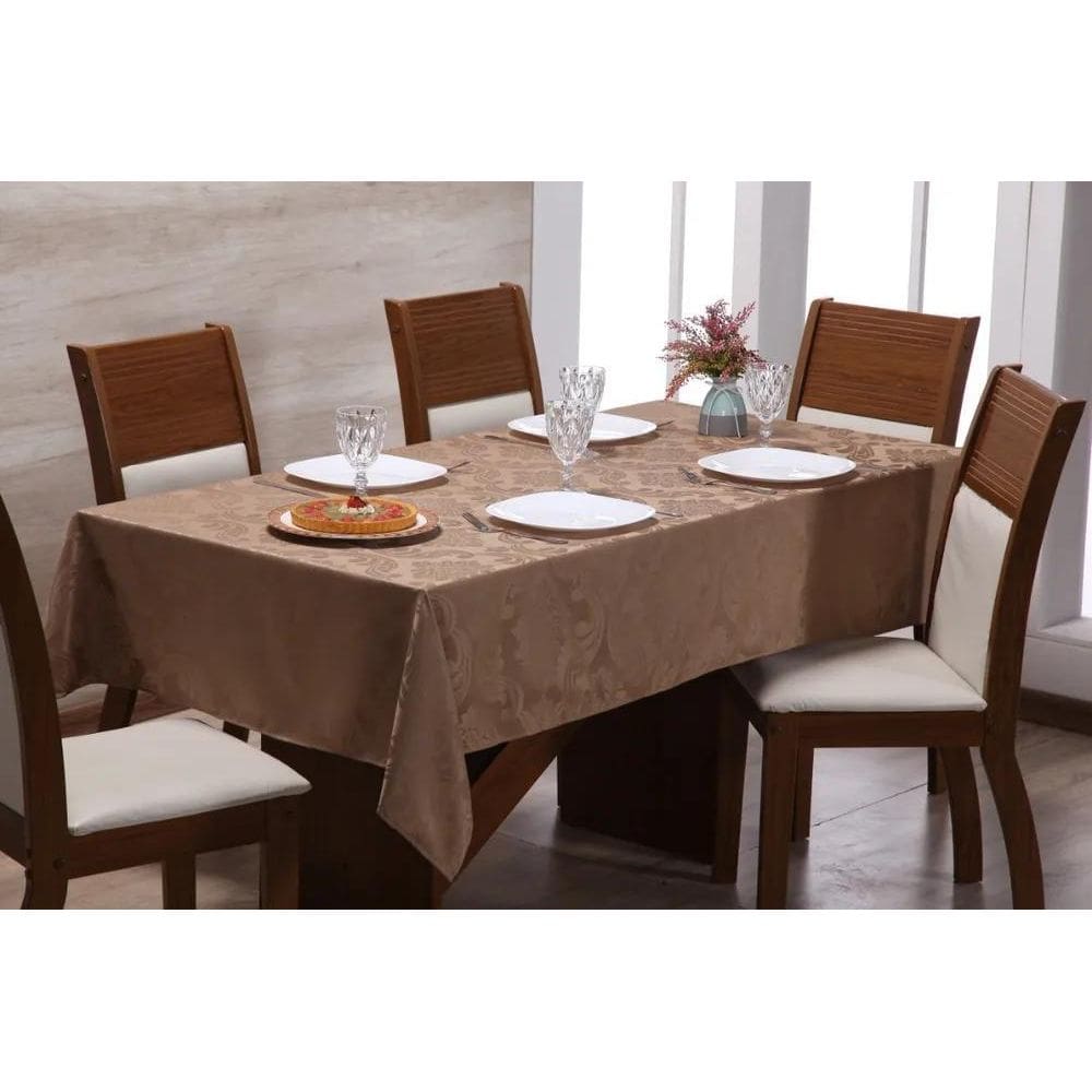 2X Toalha De Mesa Jacquard  Luxo Retangular 6 Cadeir