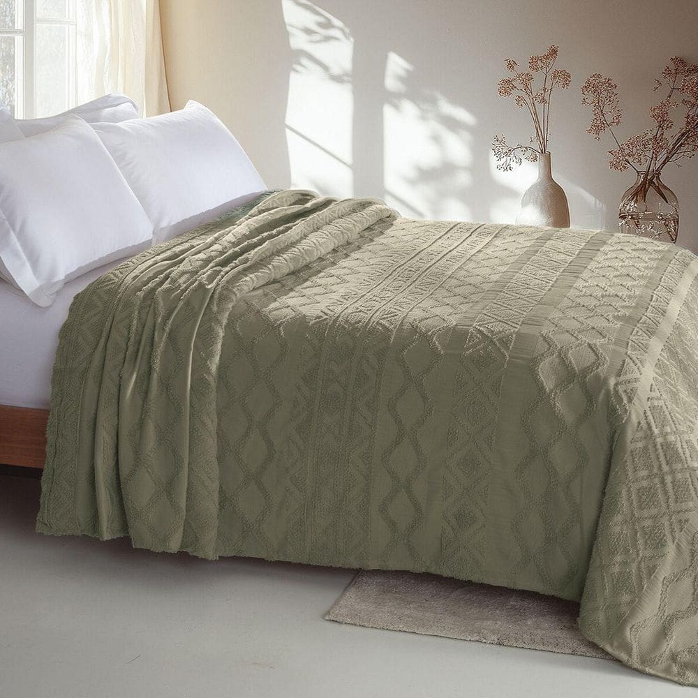 Colcha Chenille Jolitex Solteiro Memories Toque Algodão Verd