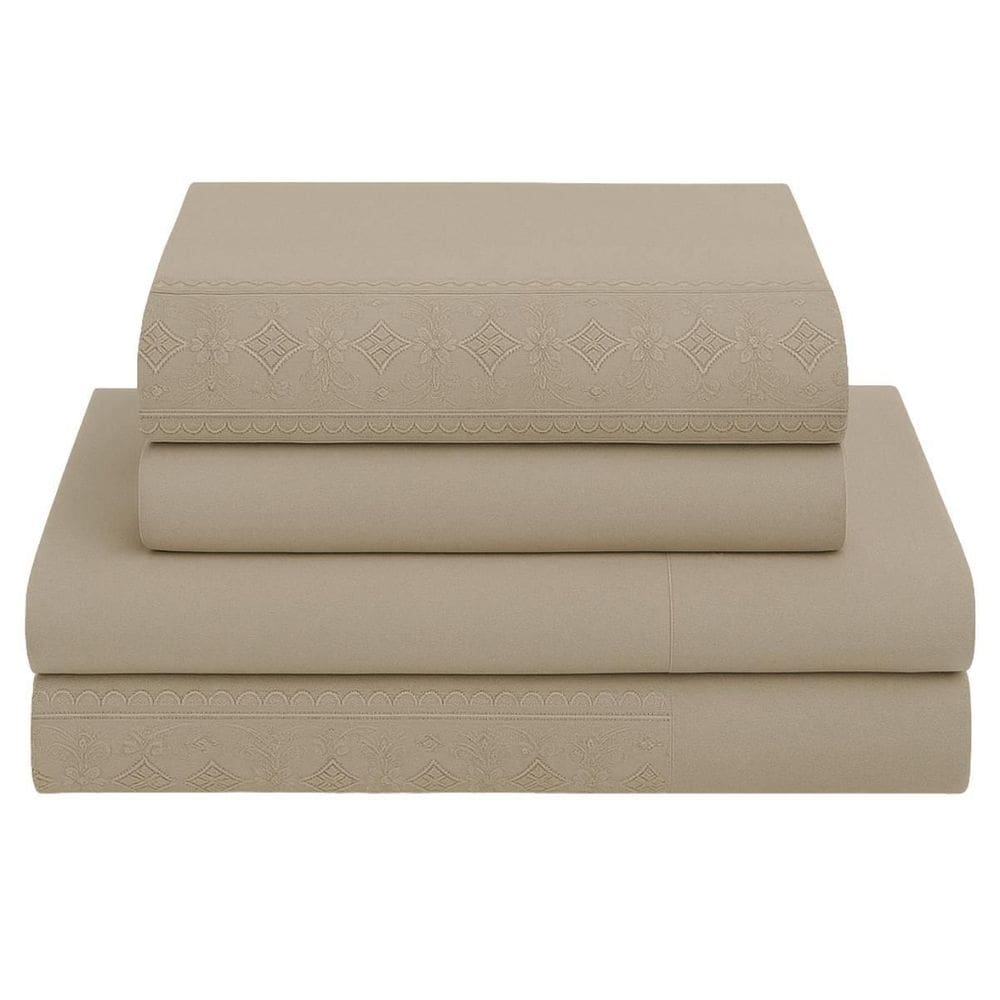 Jogo Cama Queen 4 Peças Bordado Inglês Exclusive - Bege