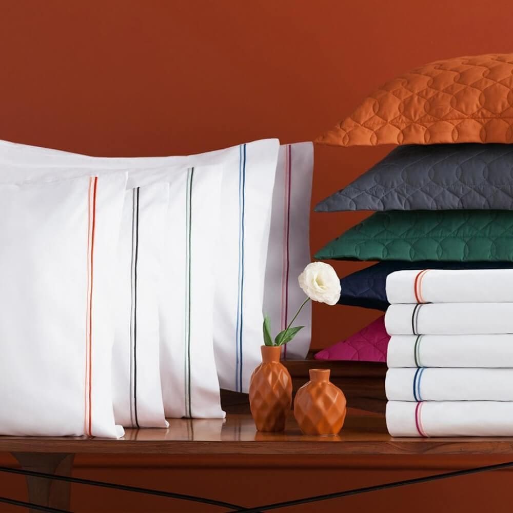 Jogo Cama Solteiro 180 Fios Prestige Andreza Branco / Verde