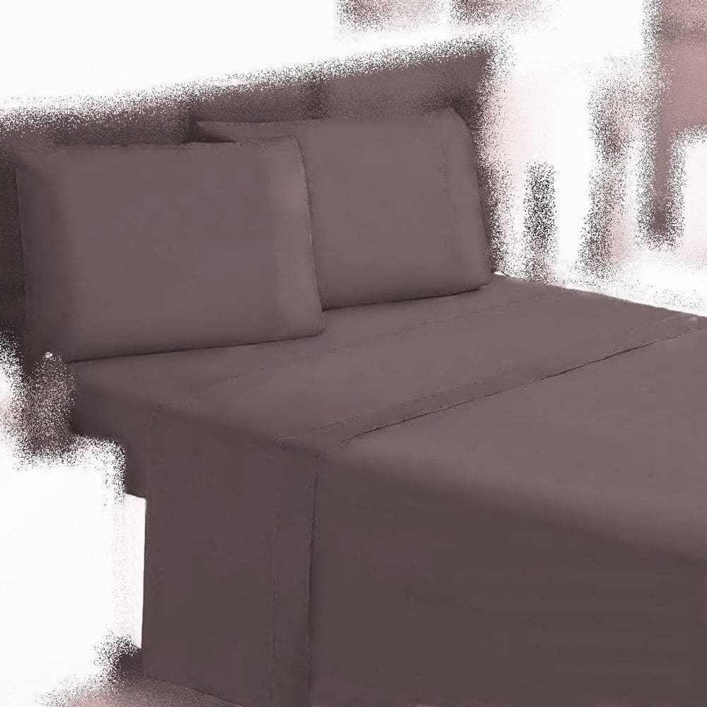 Jogo Cama Casal 3P Lençol Sem Elástico + Fronha 100% Algodão