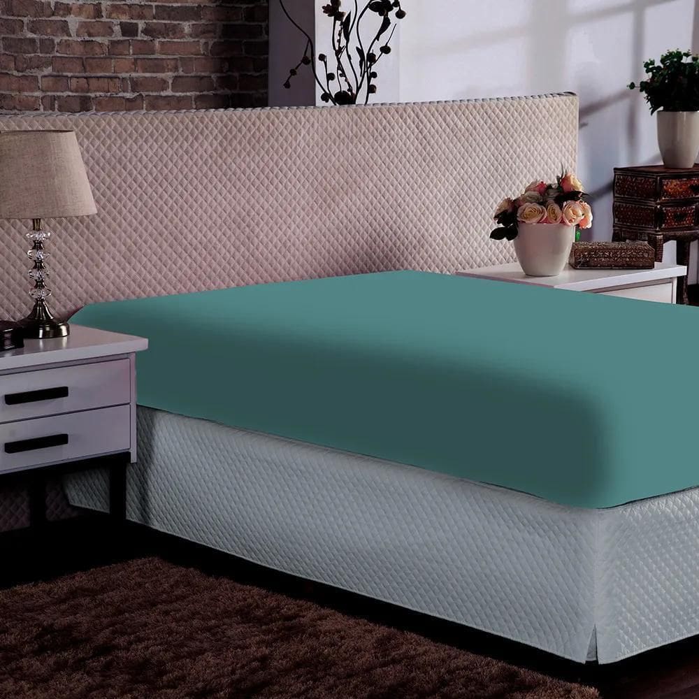 Lençol Queen Elástico Doce Vida - Portallar Verde Tempestade