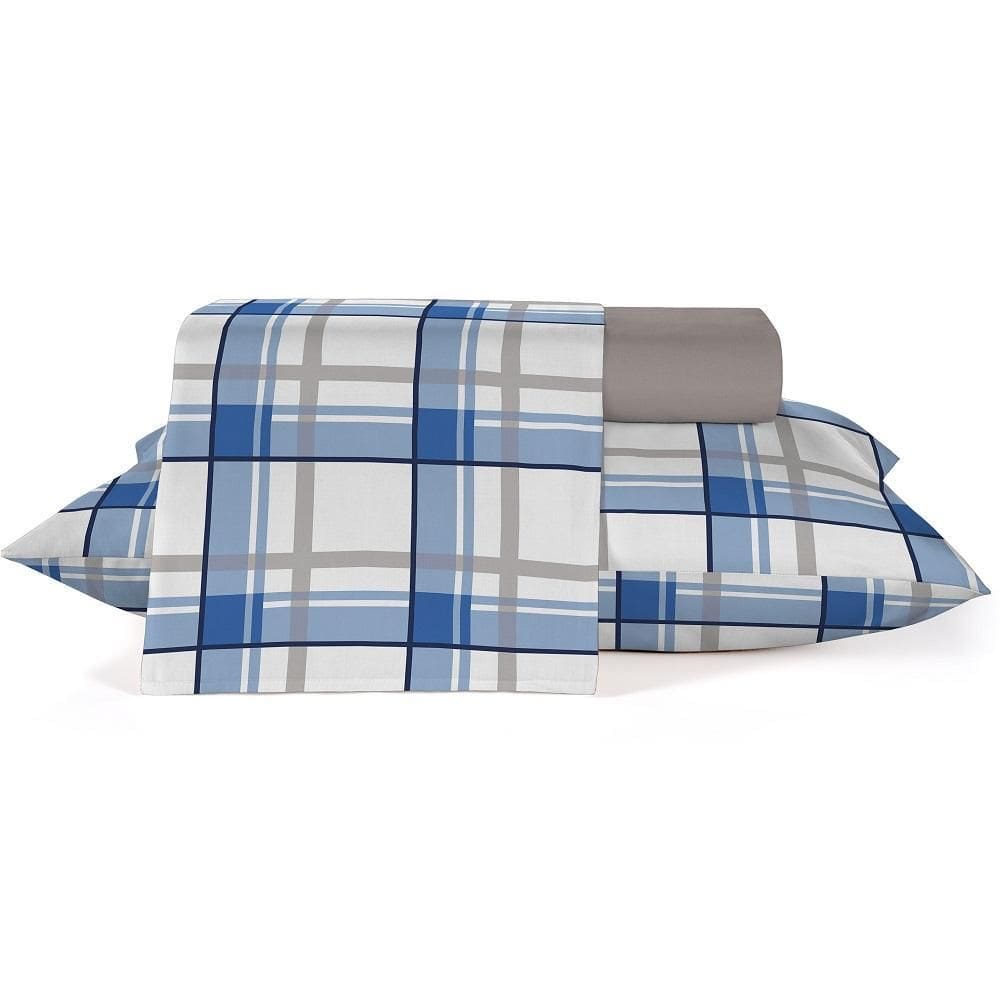 Jogo De Cama King Teka Diamante Tartan 4 Peças