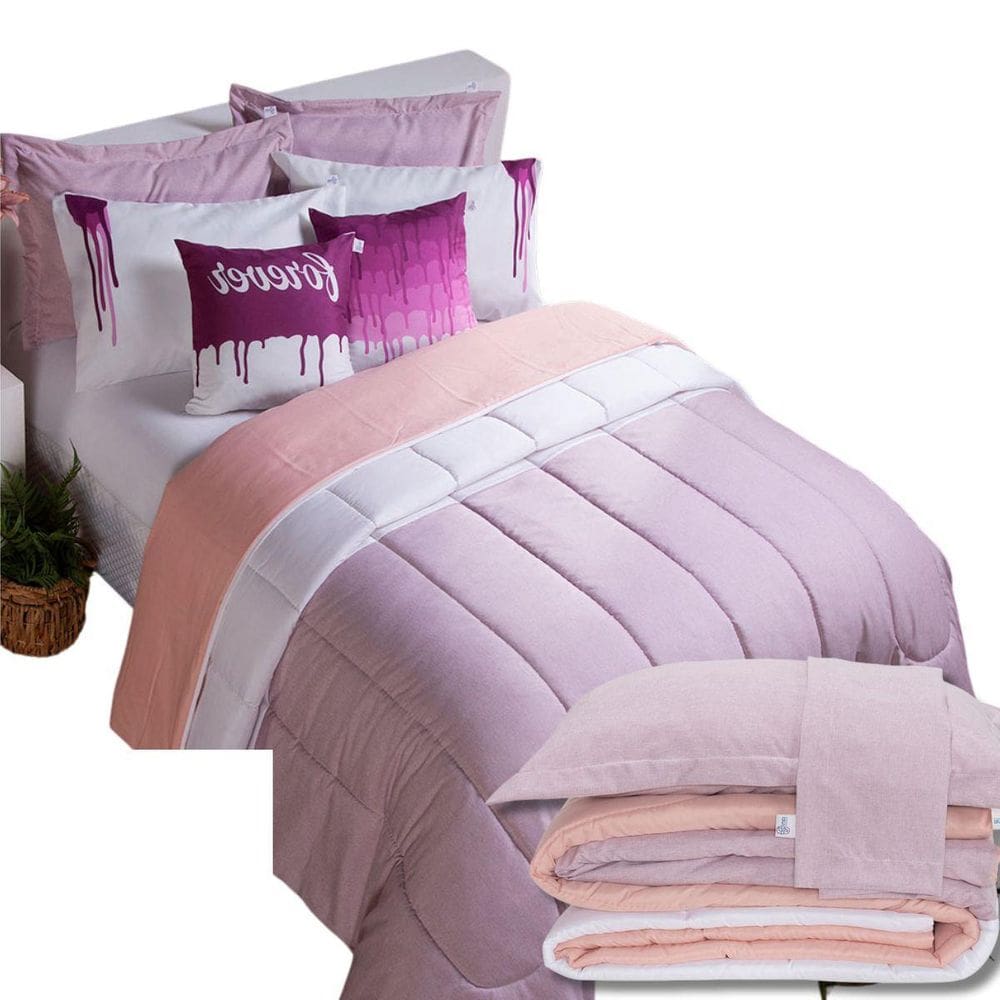 Kit 7 Pçs Edredom Queen Colorful Linho Hipercal 400 Fios