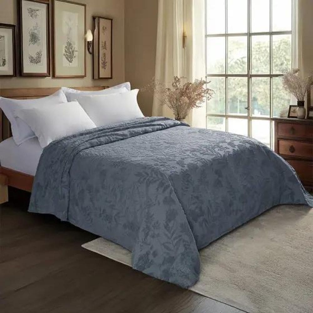 Colcha Queen Vintage Lavanda - Jolitex Azul Quartz