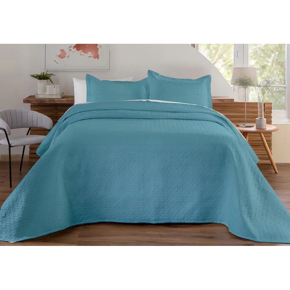 2X Decorella Colcha Cobre Leito Matelado Liso Queen 3 Peças
