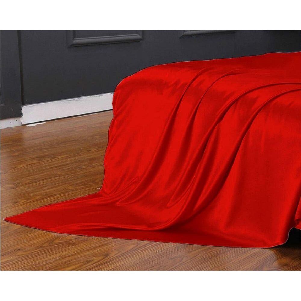 Lençol Superior Avulso Casal Queen Cetim Seda Vermelho