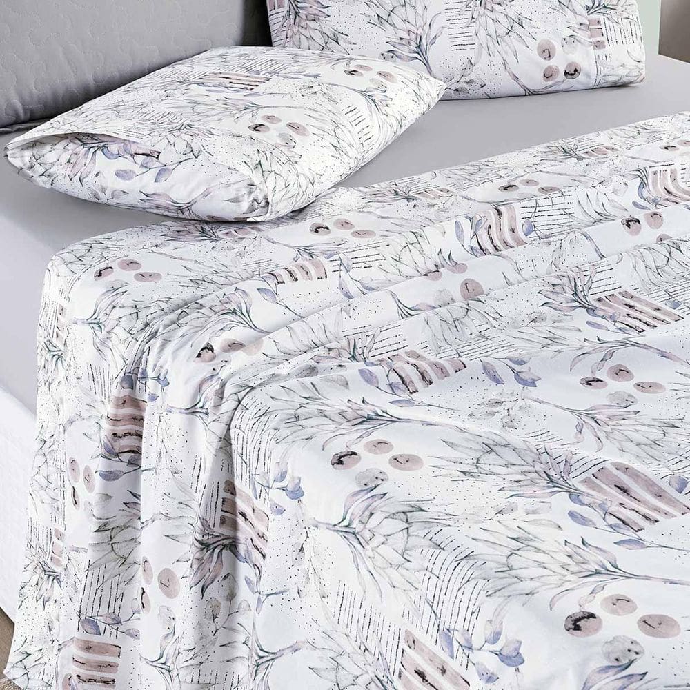 Jogo Cama Lençol Maris Casal Percalle 200 Fios Protea Cinza