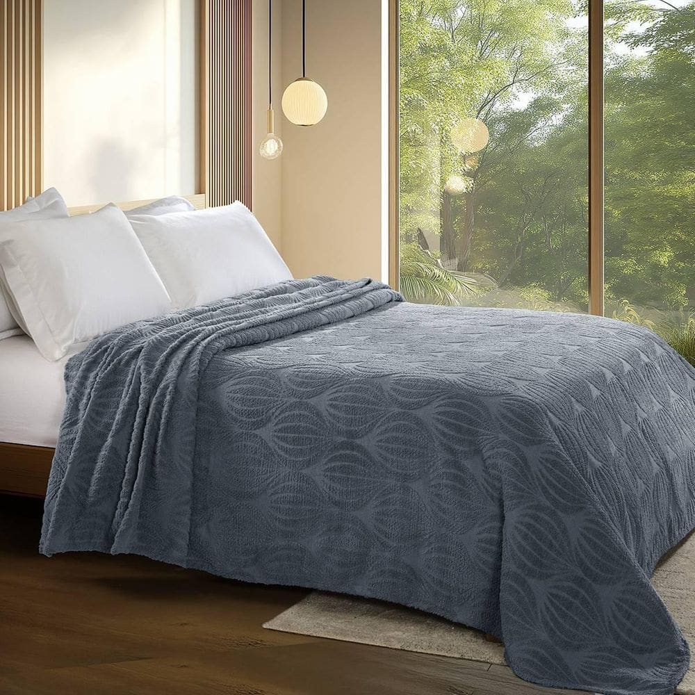 Colcha Chenille Jolitex Solteiro Encanto Toque Algodão Azul