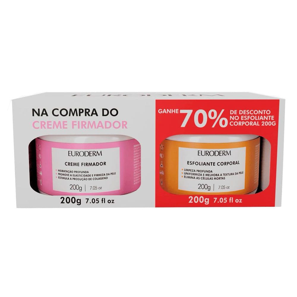 Kit Euroderm Creme Firmador 200g e Ganhe 70% de Desconto no Esfoliante Corporal 200g