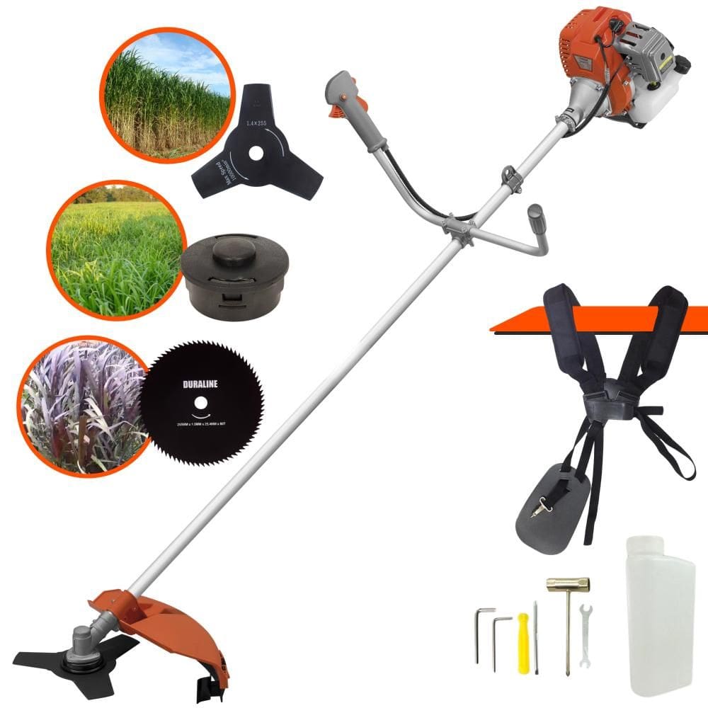 Roçadeira Profissional Tekna RL520ACG2 2 Tempos 52cc 2HP de Potência Cortador de Grama Com Cabeçote de Nylon + Lâmina 3 Pontas + Lâmina 80 Dentes