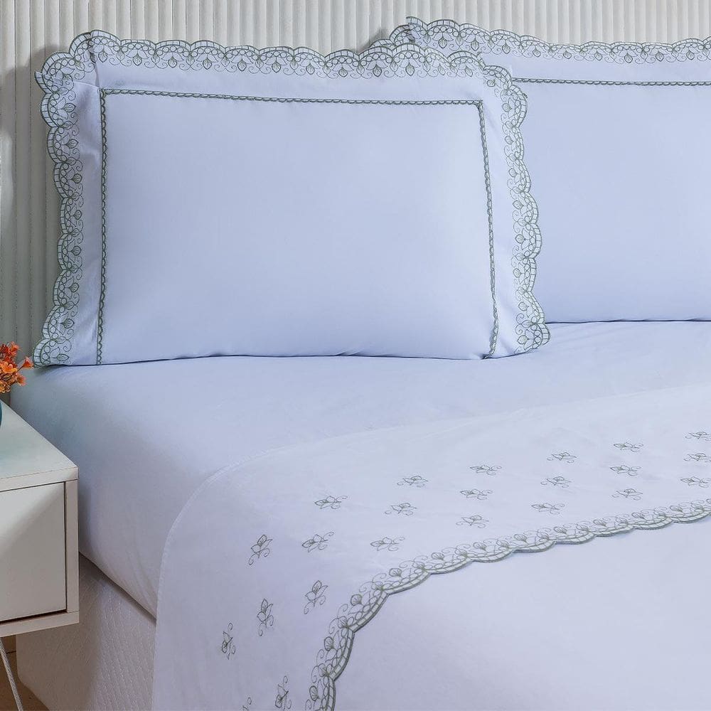 Jogo De Lençol King Cecile Bordado 4 Peças