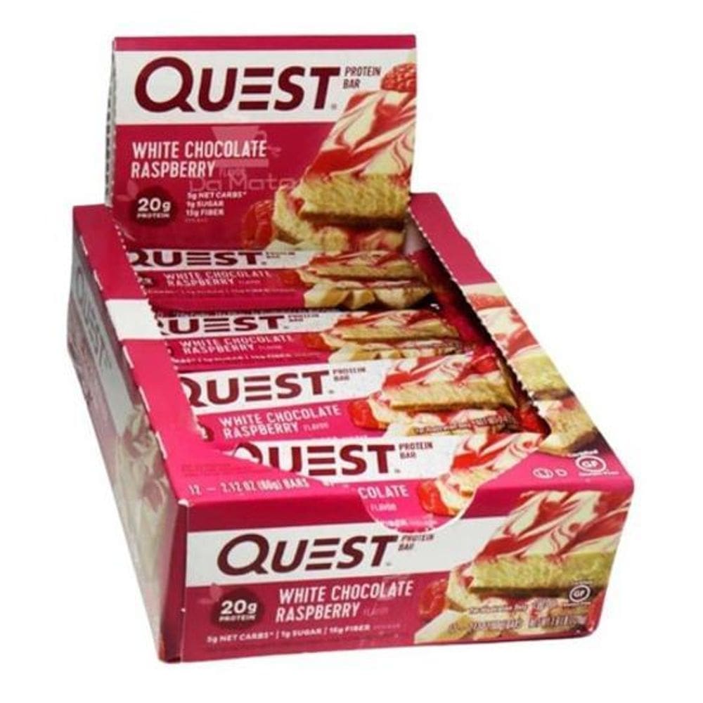 Protein Bar 12 Unidades 60G Quest White Chocolate Raspbarry