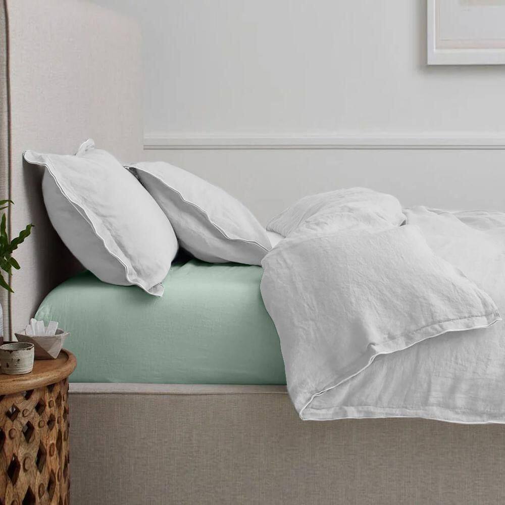 Lençol Casal Elástico 200 Fios - Premium Menta