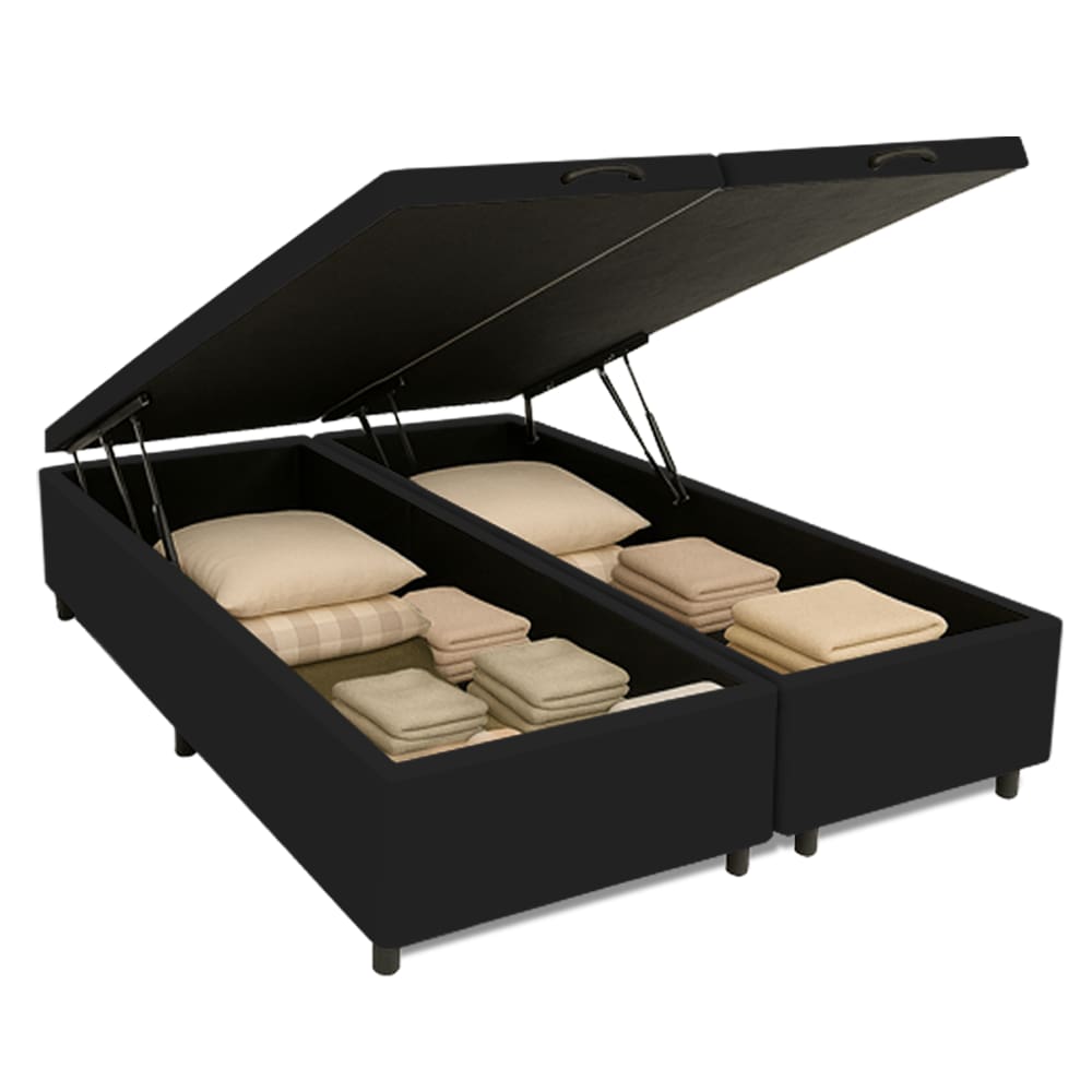 Cama Box com Baú Queen 1,58m com 41cm de Altura Prince Preto