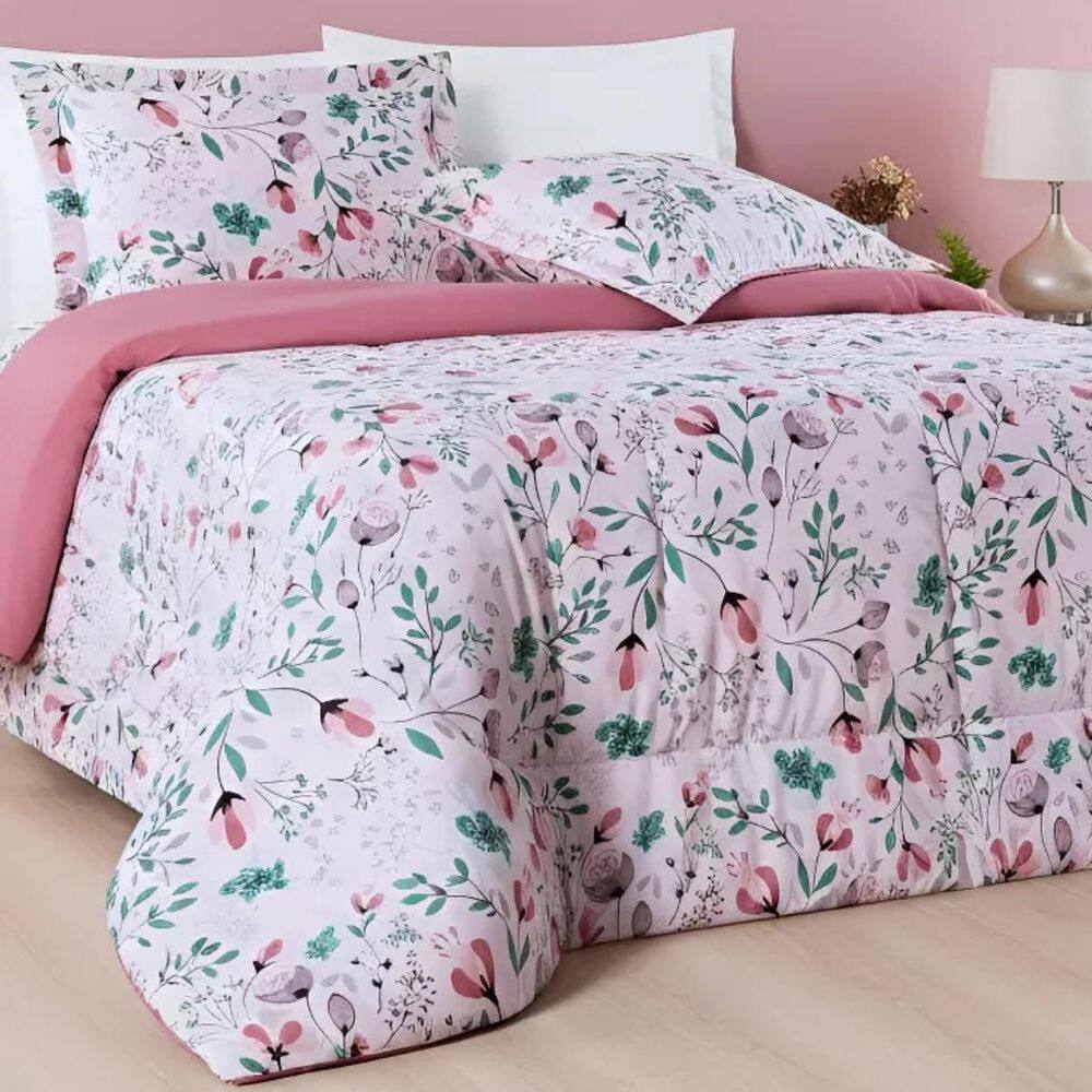 Edredom Casal Queen Size 200 Fios Nyla Dupla Face Estampado