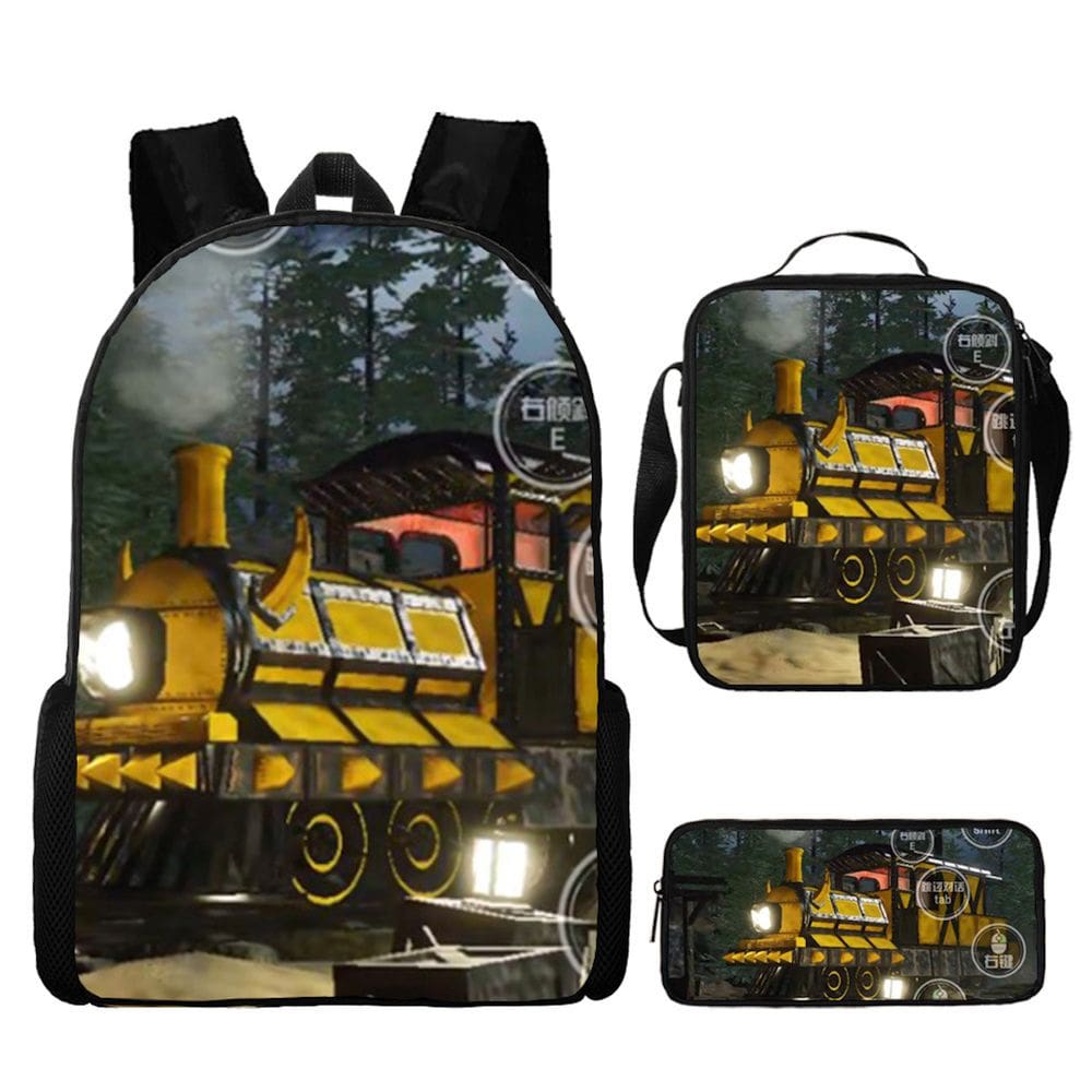 Conjunto de mochilas Charles Cho Trains Anime School, 3 unidades para crianças