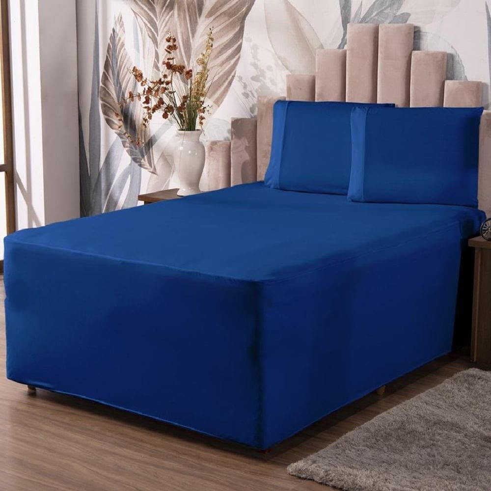 Jogo De Lençol Luva Solteiro Conjugada Colchão Box Malha 2P