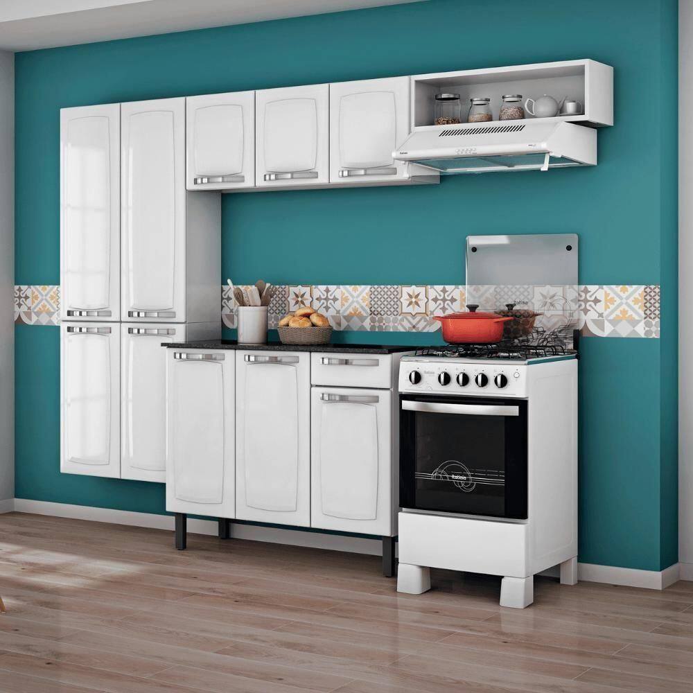 Cozinha Completa Itatiaia Rose 245cm Em Aço Branca
