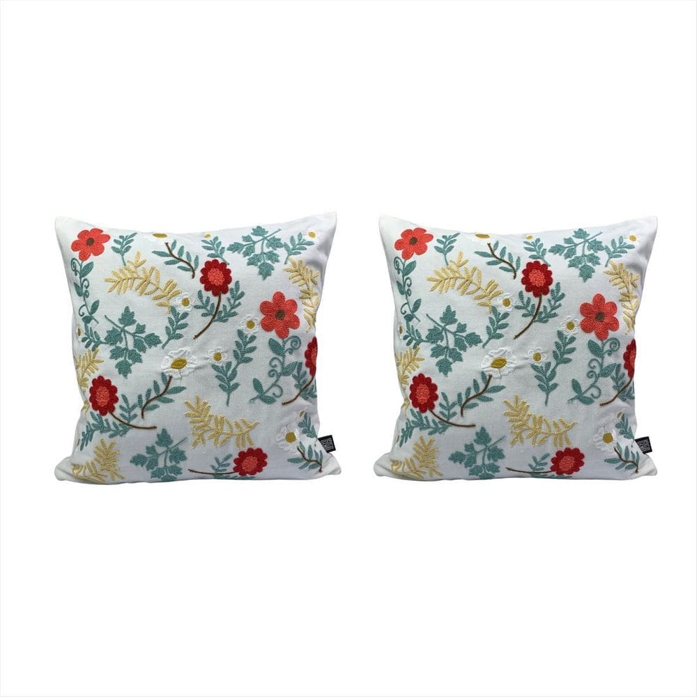 Kit 2 Capas Almofada Decorativa 43X43Cm Zíper Bordada Luxo