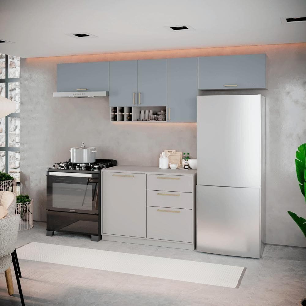Cozinha Completa Itatiaia Essence 280cm Em Madeira Fendi-gris