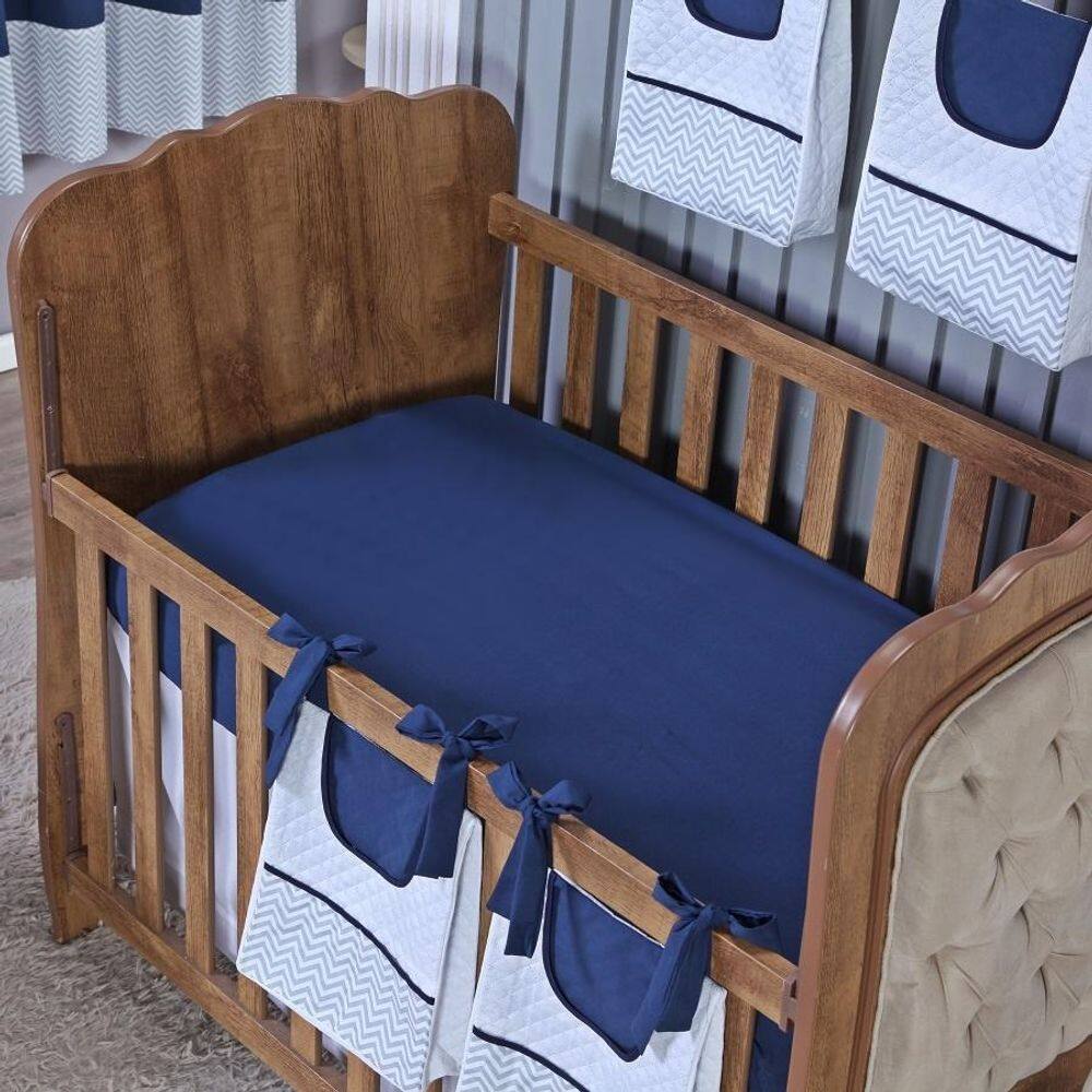 Lençol Berço Americano Elástico Percal Algodão Liso Menino