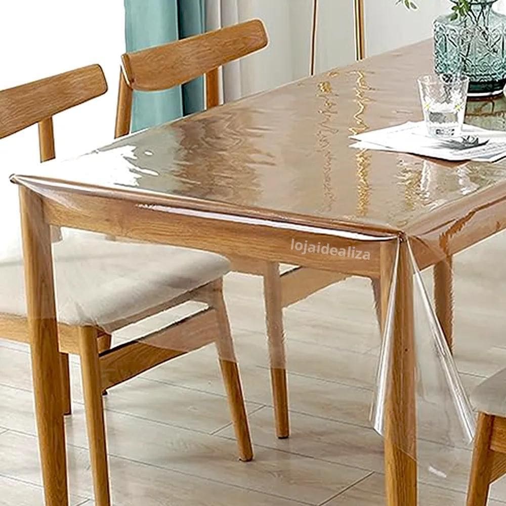 2X Toalha Mesa Plastico Transparente Pvc 2,20X1,40 - 0,15Mm