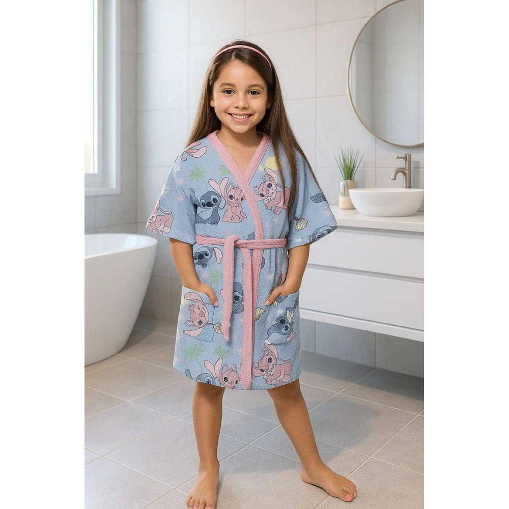 Roupão Aveludado Quimono Infantil 8 A12 Anos Stitch Lepper