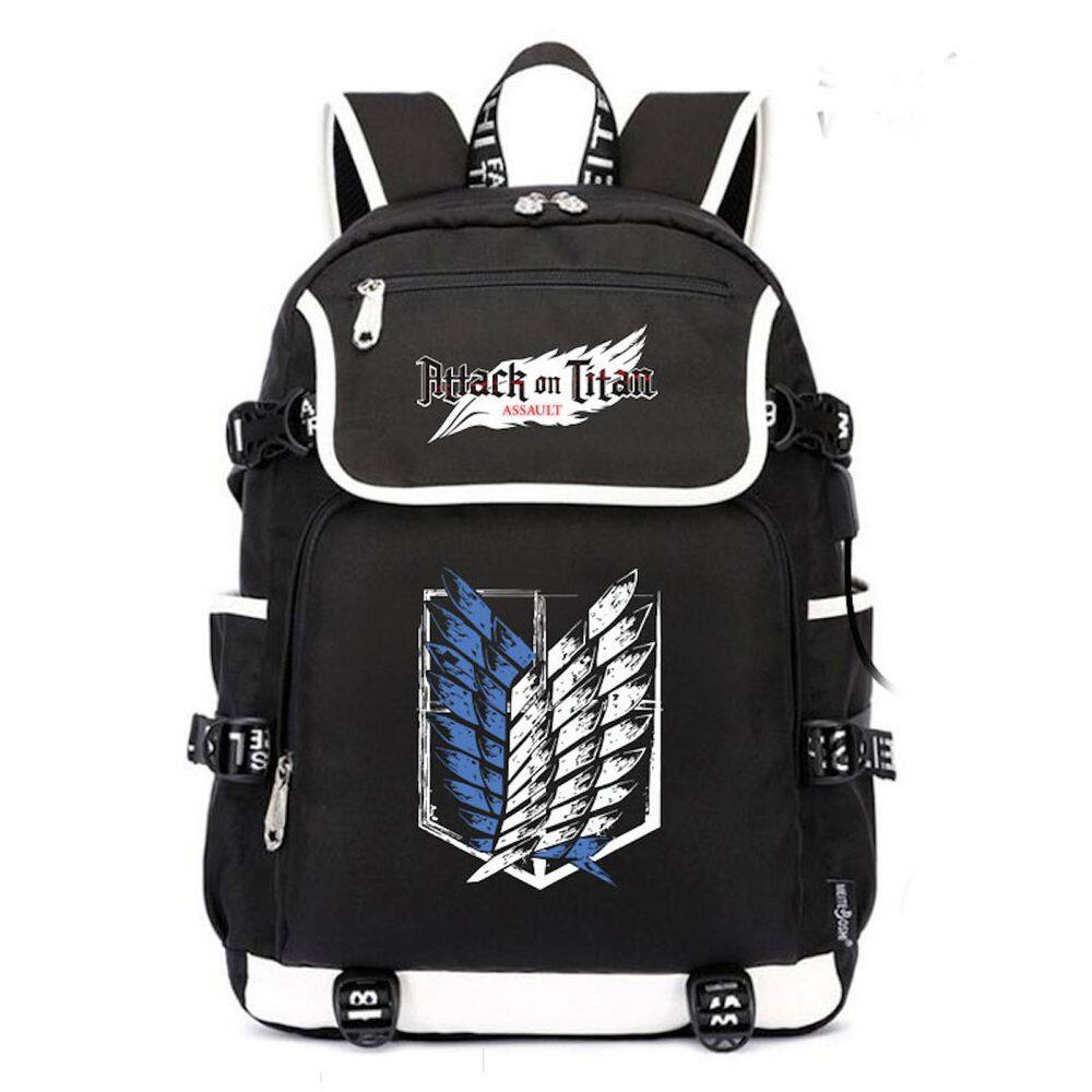 Mochila escolar Attack On Titan Anime para crianças de algodão-poliéster
