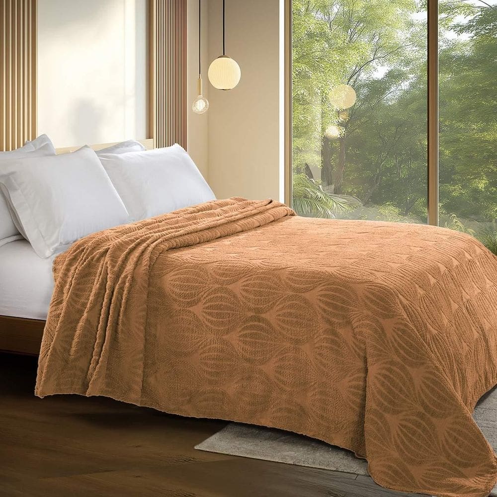 Colcha Chenille Jolitex Solteiro Encanto Toque Algodão Tijol