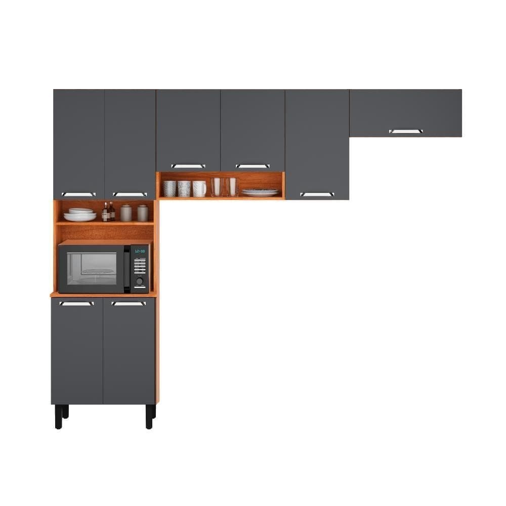 Armário De Cozinha 254cm Grafite Em Madeira Itatiaia Vegas