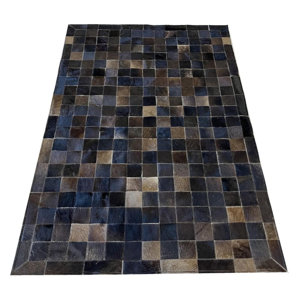 MP - Tapete De Couro Boi Quadriculado Marrom