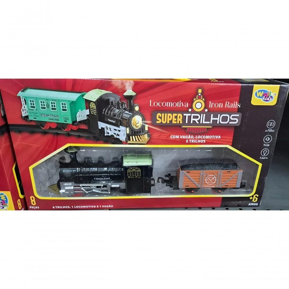 Ferrorama Clássico Super Trilhos, Vagão, Locomotiva Luzes So