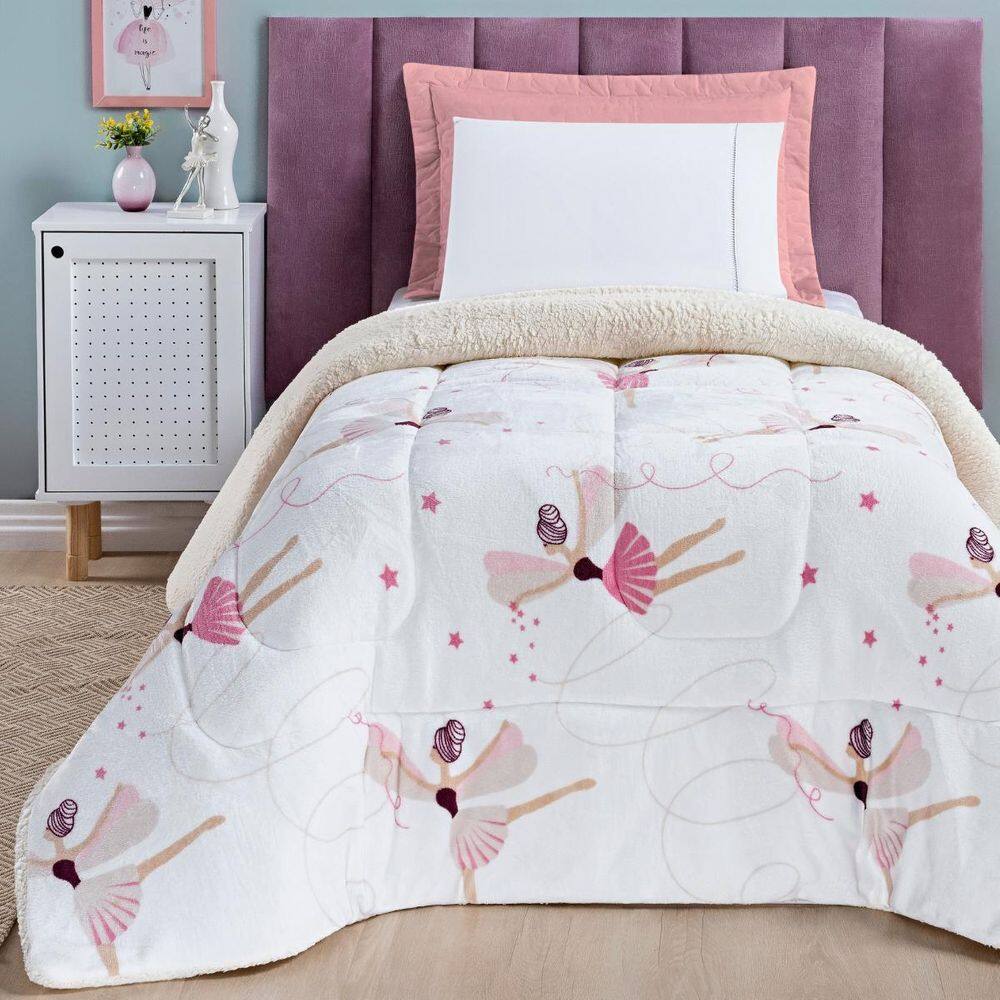 Cobertor Grosso Solteiro Estampado Mundo Kids Dupla Face