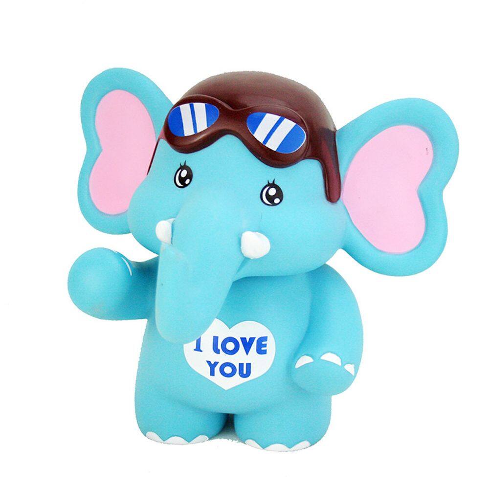 Piggy Bank Blue Elephant para crianças, moeda, caixa de dinheiro, resina de 20 cm
