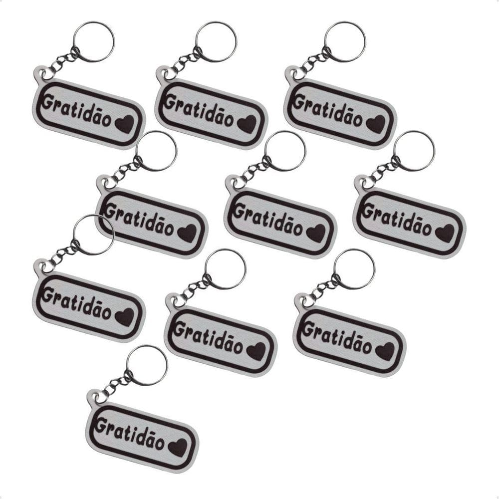 Kit 10 Chaveiro Gratidão Com Coração Leve A Positividade