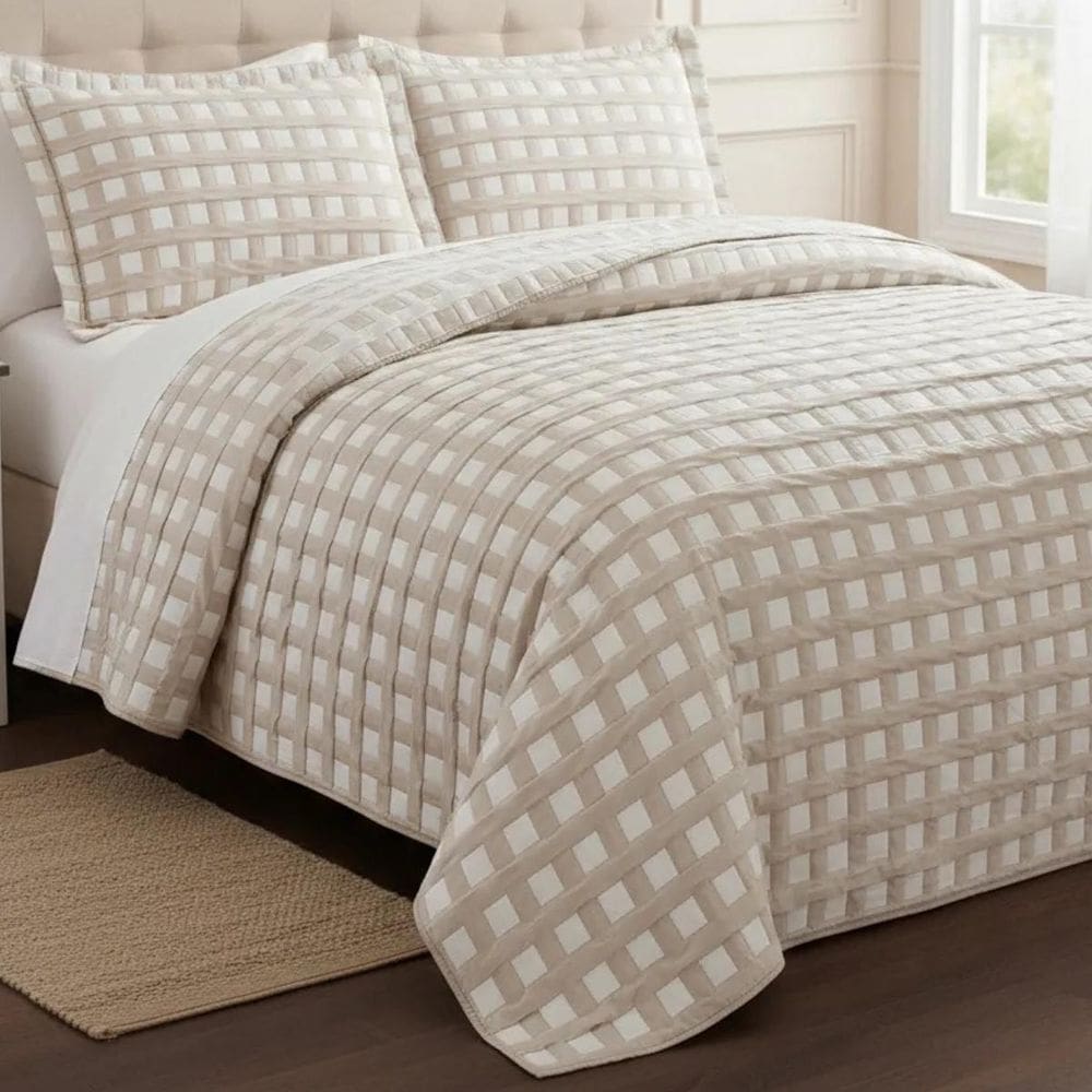 Cobre Leito Queen Size Algodão Lauryn Bordado Super Luxuoso