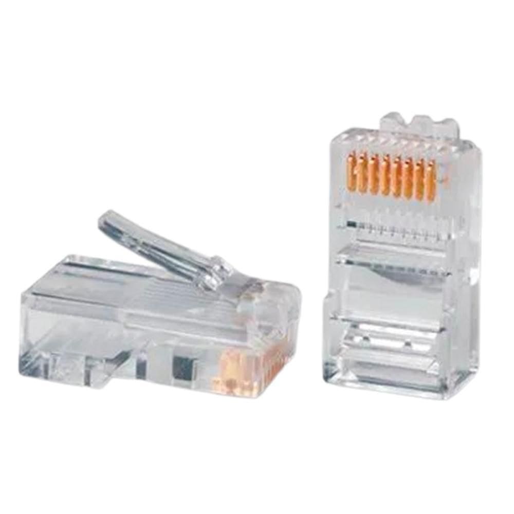 Pacote Kit Com 50 Conectores Rj45 Cat5E Transparente