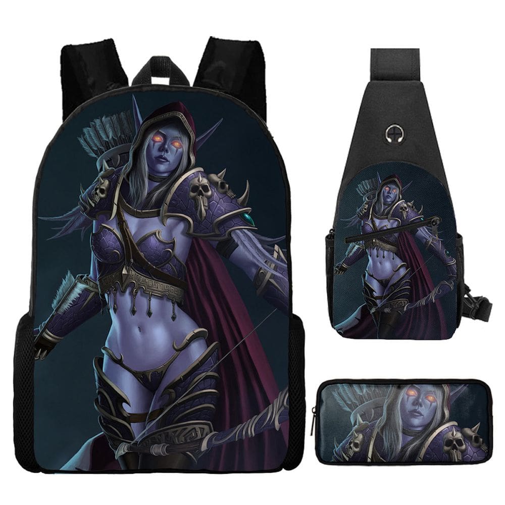Conjunto de mochilas escolares Sylvanas Windrunners, 3 unidades para crianças