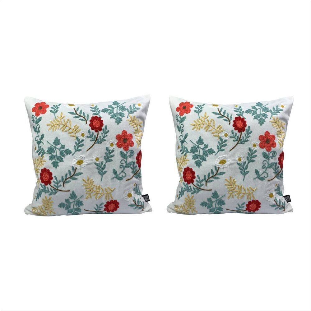 Kit 2 Capas Almofada Decorativa 43X43Cm Zíper Bordada Luxo