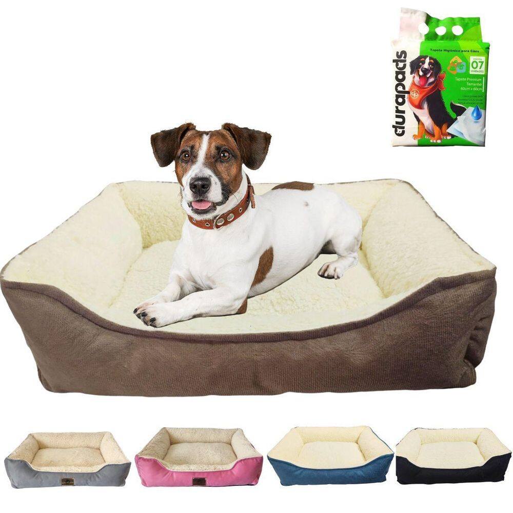 Kit Cama Pelúcia Confort M Com Tapete Higiênico 60X60 7 Un.