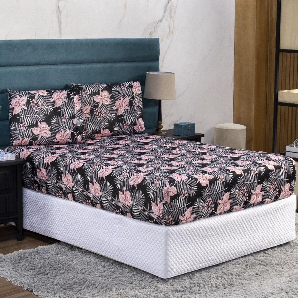 Jogo De Cama Solteiro Lençol Fronha Prático Malha Estampa 2P