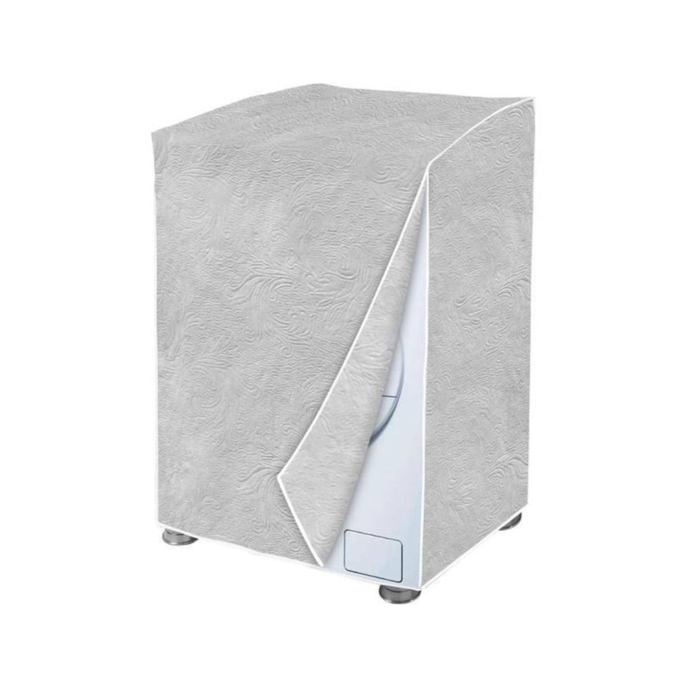 Capa Para Máquina De Lavar Gg Flanelada Cinza Frontal