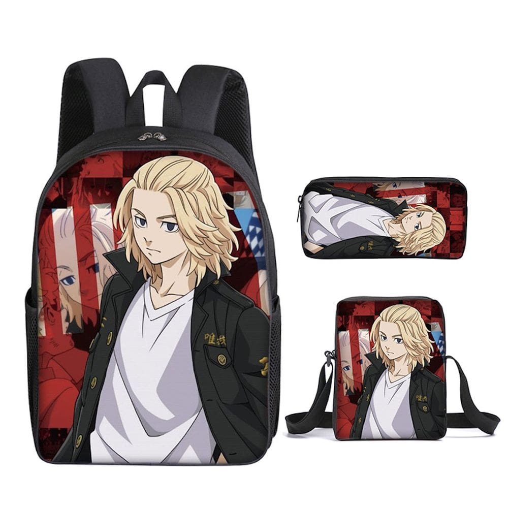 Conjunto de mochilas escolares Mikey Tachibana Naoto, 3 unidades para crianças