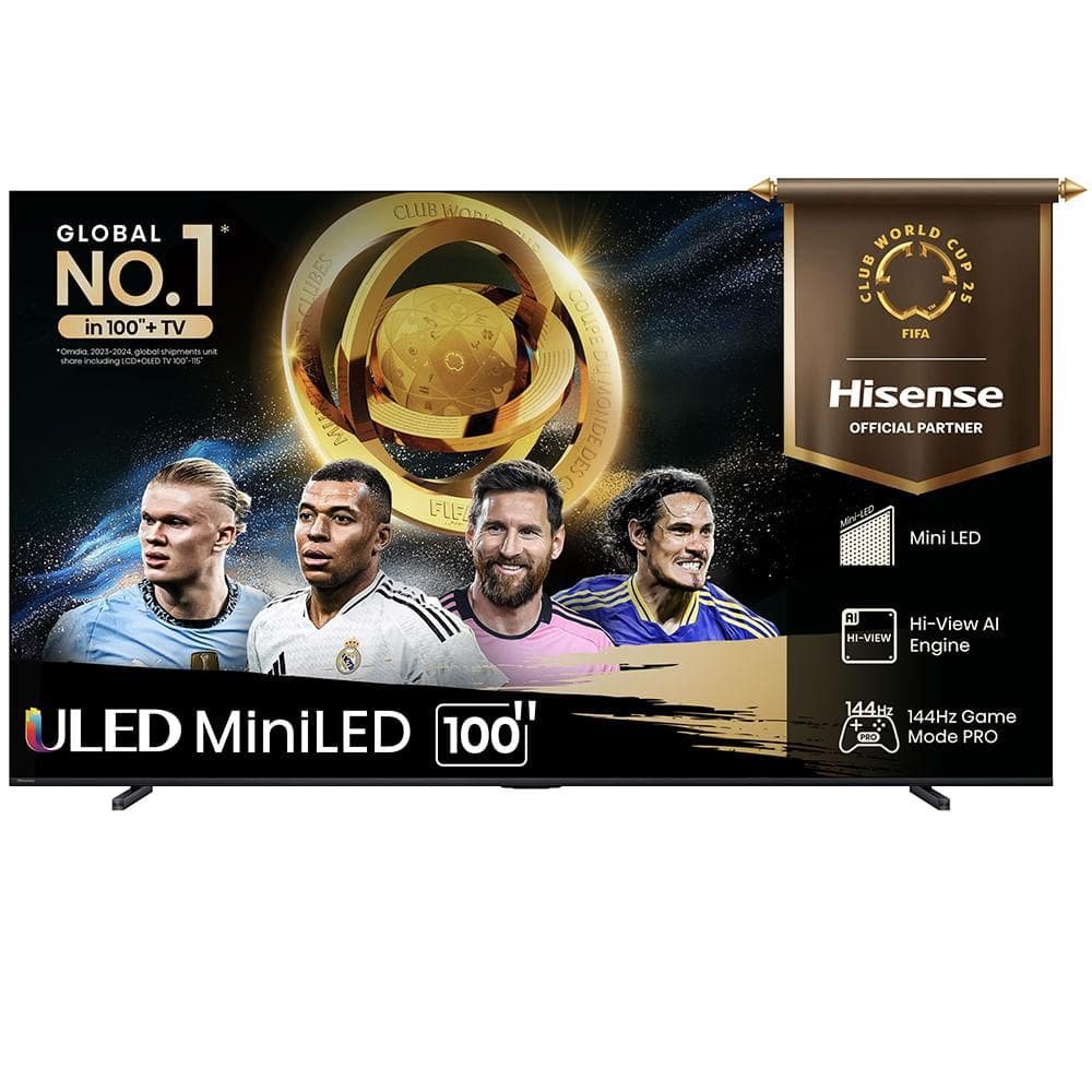 Smart TV 4K Hisense Mini LED 100” Polegadas, Processador com AI, Modo Jogo, 144Hz e Wi-Fi - 100U7Q