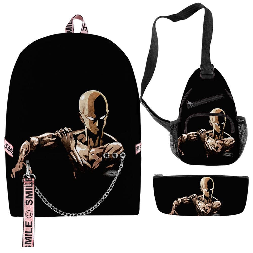 Conjunto de mochilas Anime School, 3 peças One Punch Man para crianças