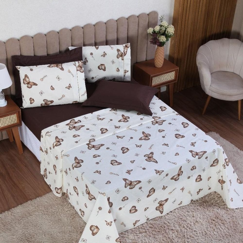 Jogo Cama Solteiro 4P Lençol + Fronha Esmeralda Percal 100%